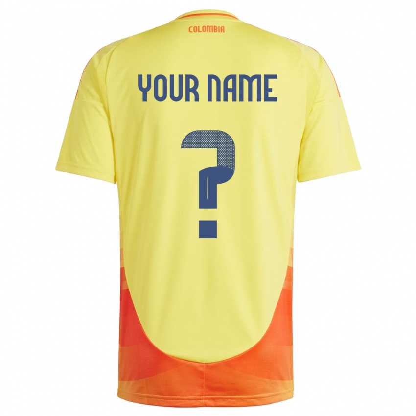 Hombre Camiseta Colombia Su Nombre #0 Amarillo 1ª Equipación 24-26 La Camisa Perú