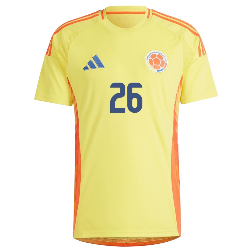 Hombre Camiseta Colombia Gustavo Puerta #26 Amarillo 1ª Equipación 24-26 La Camisa Perú