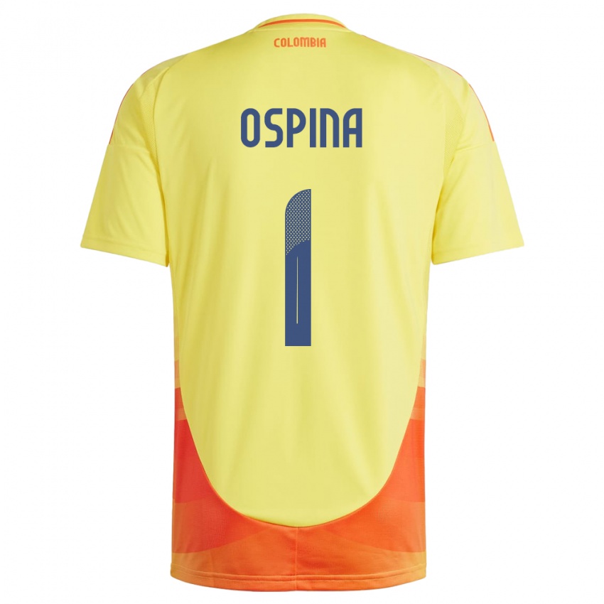 Hombre Camiseta Colombia David Ospina #1 Amarillo 1ª Equipación 24-26 La Camisa Perú