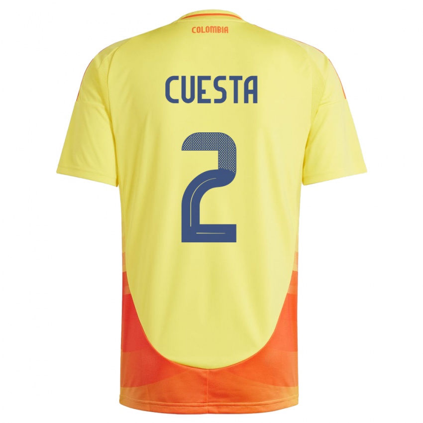 Hombre Camiseta Colombia Carlos Cuesta #2 Amarillo 1ª Equipación 24-26 La Camisa Perú
