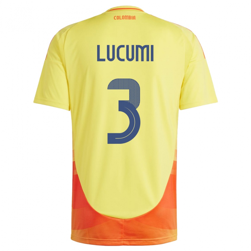 Hombre Camiseta Colombia Jhon Lucumí #3 Amarillo 1ª Equipación 24-26 La Camisa Perú