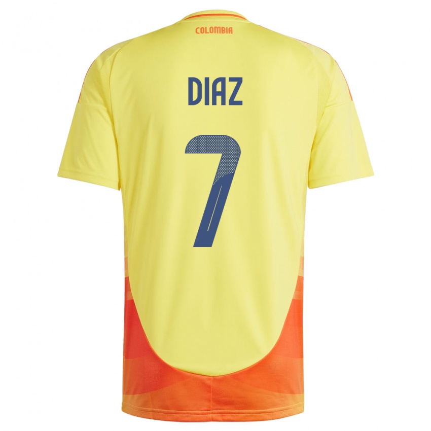 Hombre Camiseta Colombia Luis Díaz #7 Amarillo 1ª Equipación 24-26 La Camisa Perú