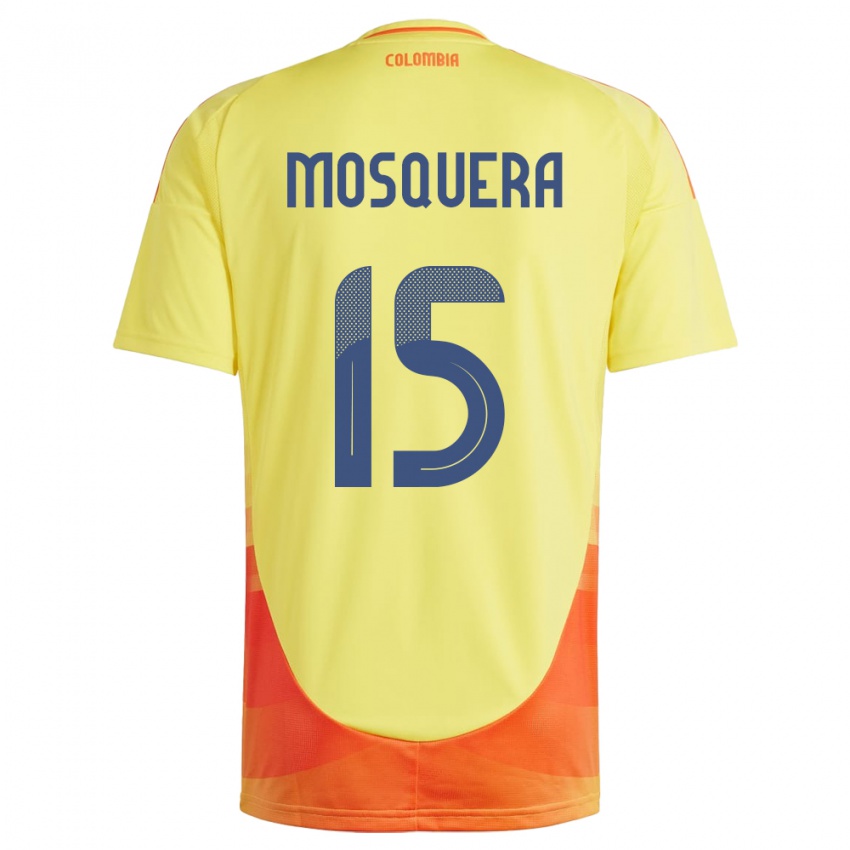 Hombre Camiseta Colombia Yerson Mosquera #15 Amarillo 1ª Equipación 24-26 La Camisa Perú