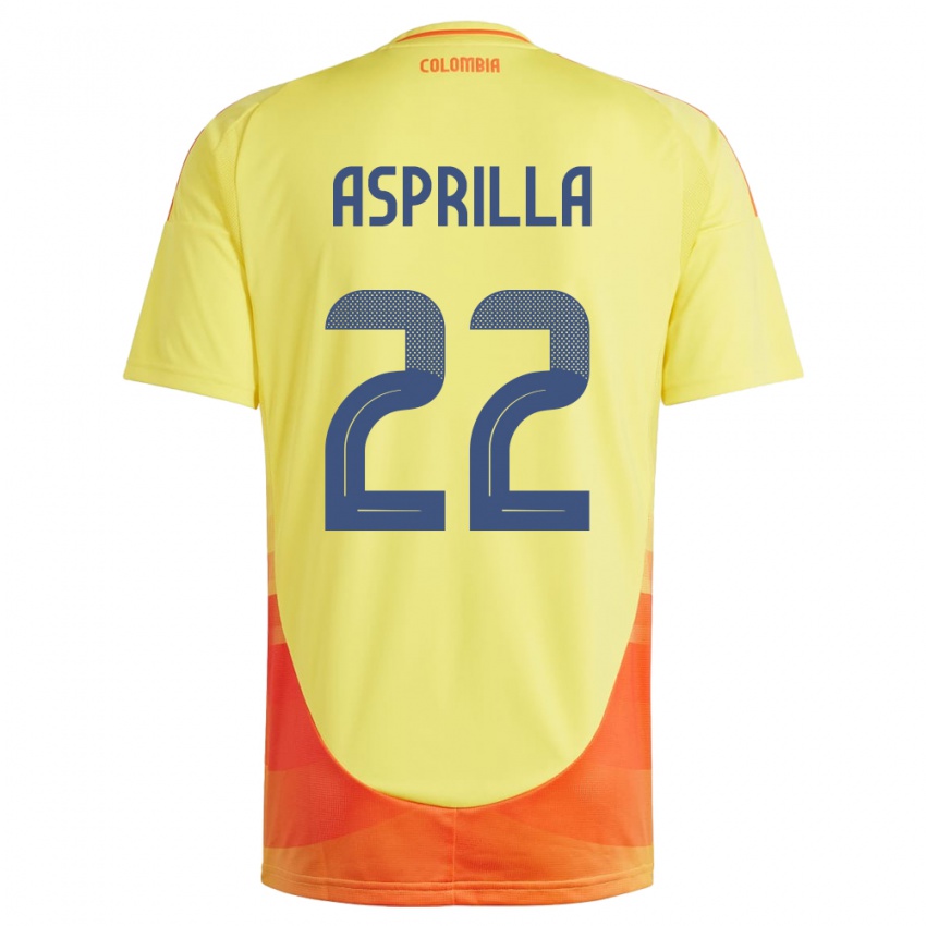 Hombre Camiseta Colombia Yáser Asprilla #22 Amarillo 1ª Equipación 24-26 La Camisa Perú