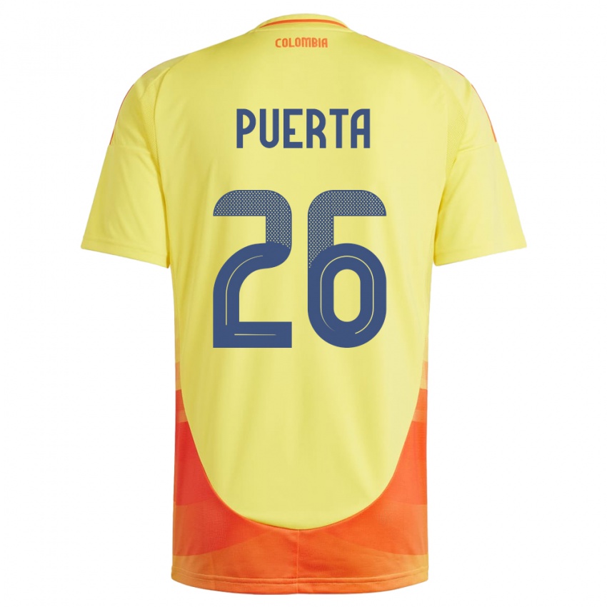 Hombre Camiseta Colombia Gustavo Puerta #26 Amarillo 1ª Equipación 24-26 La Camisa Perú