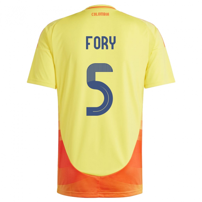 Hombre Camiseta Colombia Jimer Fory #5 Amarillo 1ª Equipación 24-26 La Camisa Perú