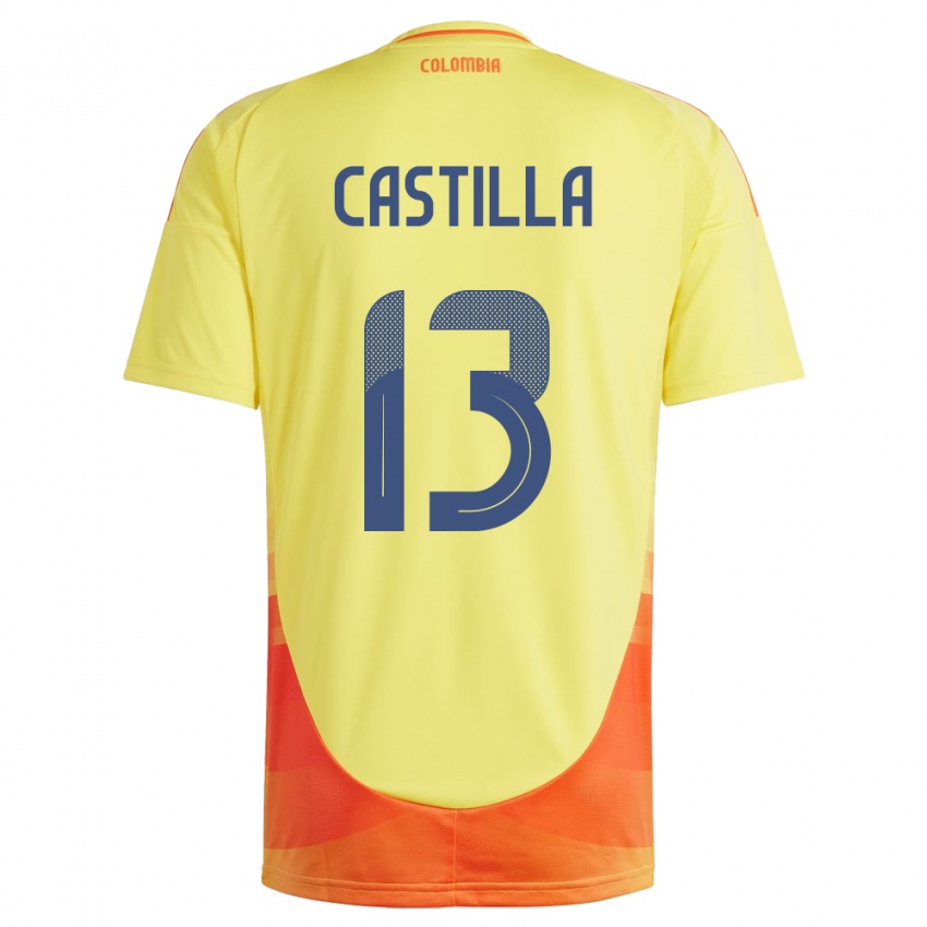 Hombre Camiseta Colombia Juan Castilla #13 Amarillo 1ª Equipación 24-26 La Camisa Perú