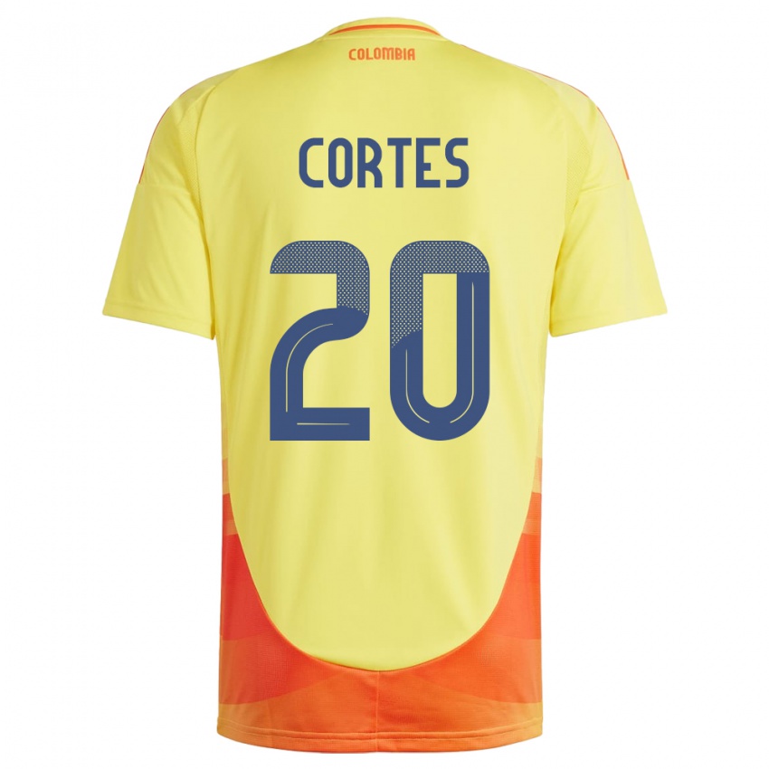 Hombre Camiseta Colombia Óscar Cortés #20 Amarillo 1ª Equipación 24-26 La Camisa Perú