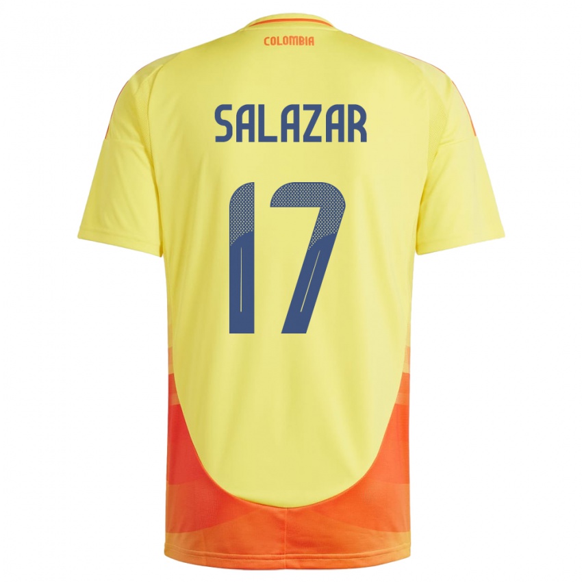 Hombre Camiseta Colombia Andrés Salazar #17 Amarillo 1ª Equipación 24-26 La Camisa Perú