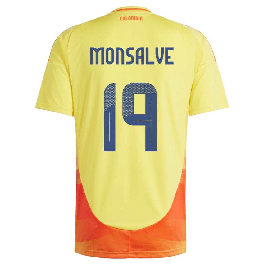 Hombre Camiseta Colombia Miguel Monsalve #19 Amarillo 1ª Equipación 24-26 La Camisa Perú