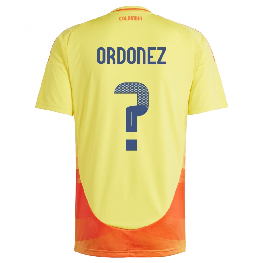 Hombre Camiseta Colombia Willian Ordóñez #0 Amarillo 1ª Equipación 24-26 La Camisa Perú