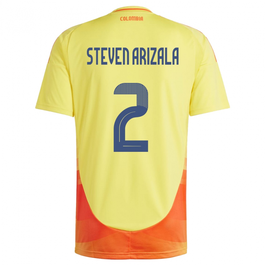 Hombre Camiseta Colombia Elver Steven Arizala #2 Amarillo 1ª Equipación 24-26 La Camisa Perú