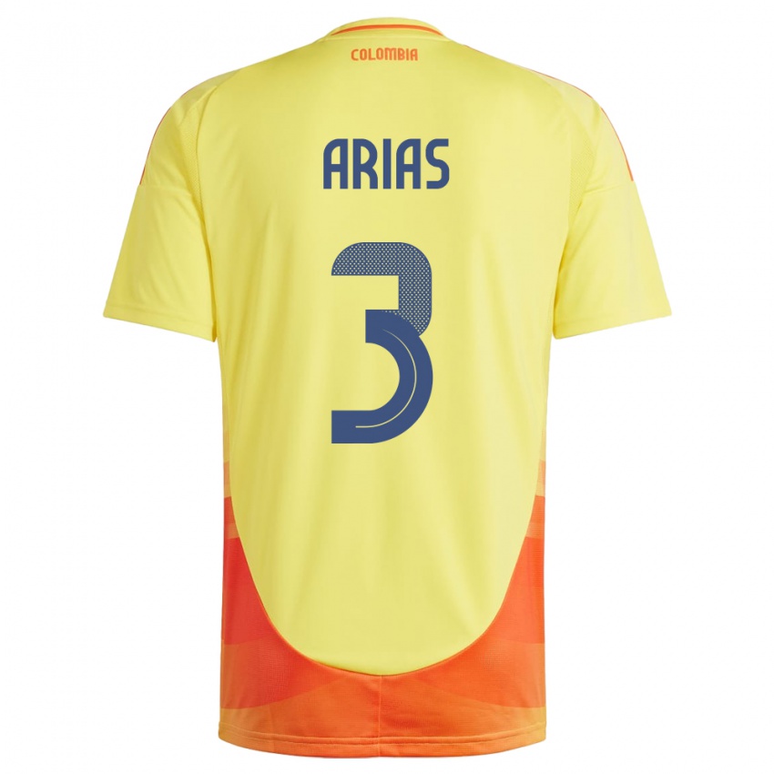 Hombre Camiseta Colombia Daniela Arias #3 Amarillo 1ª Equipación 24-26 La Camisa Perú