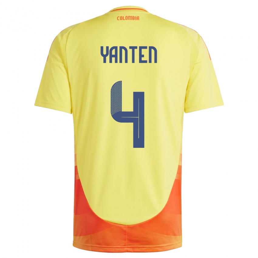 Hombre Camiseta Colombia Fabiana Yantén #4 Amarillo 1ª Equipación 24-26 La Camisa Perú