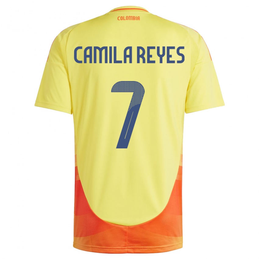 Hombre Camiseta Colombia María Camila Reyes #7 Amarillo 1ª Equipación 24-26 La Camisa Perú