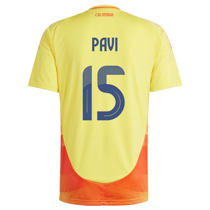 Hombre Camiseta Colombia Manuela Paví #15 Amarillo 1ª Equipación 24-26 La Camisa Perú