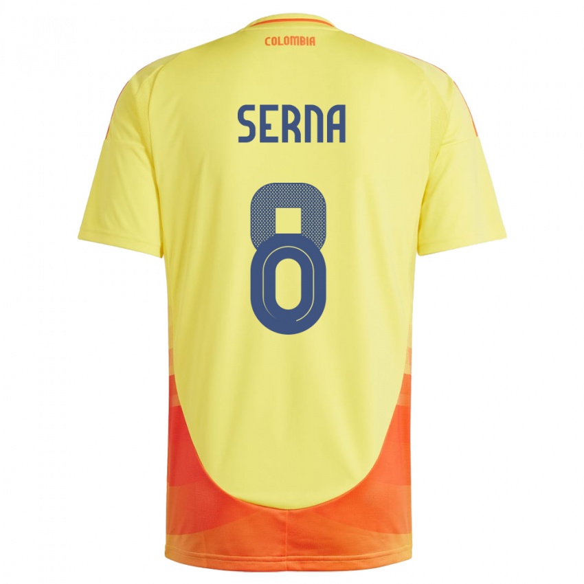 Hombre Camiseta Colombia Liced Serna #8 Amarillo 1ª Equipación 24-26 La Camisa Perú
