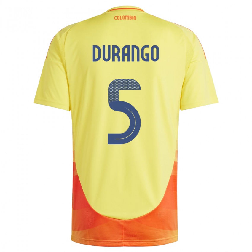 Hombre Camiseta Colombia Lorena Durango #5 Amarillo 1ª Equipación 24-26 La Camisa Perú