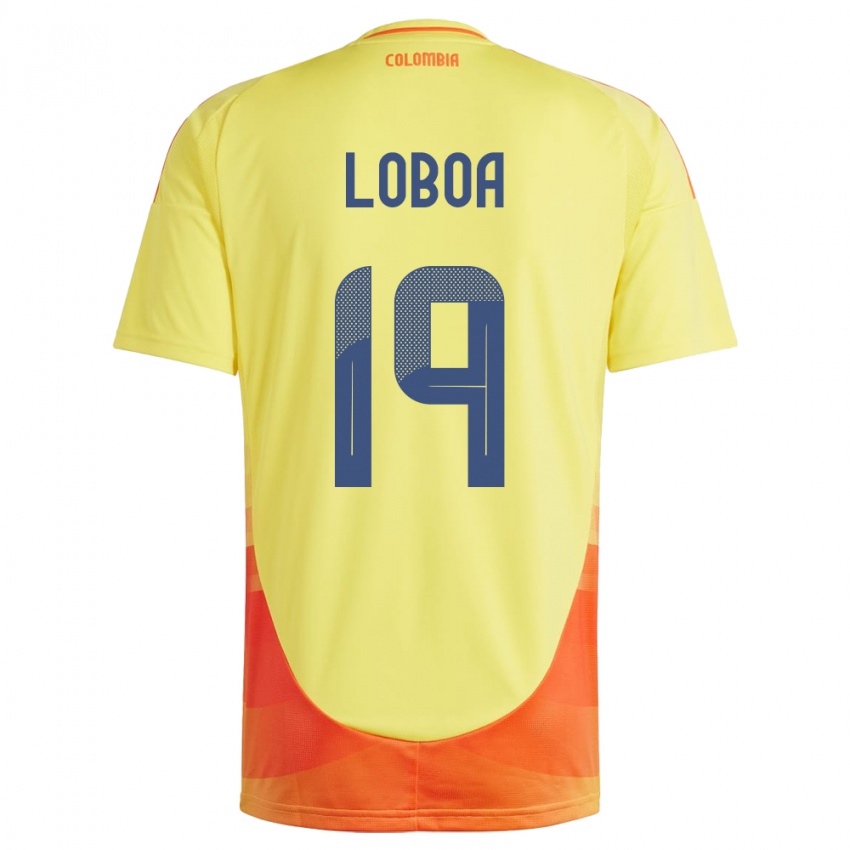 Hombre Camiseta Colombia Valerin Loboa #19 Amarillo 1ª Equipación 24-26 La Camisa Perú