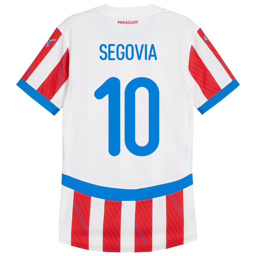 Hombre Camiseta Paraguay Matías Segovia #10 Blanco Rojo 1ª Equipación 24-26 La Camisa Perú