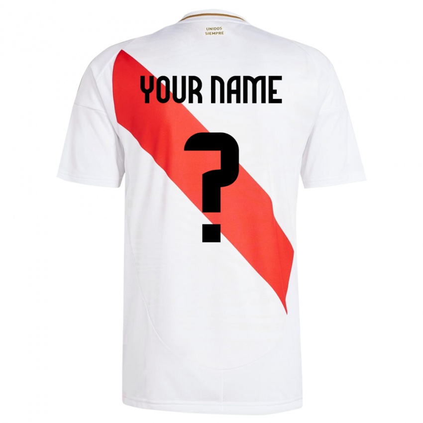 Hombre Camiseta Perú Su Nombre #0 Blanco 1ª Equipación 24-26 La Camisa Perú