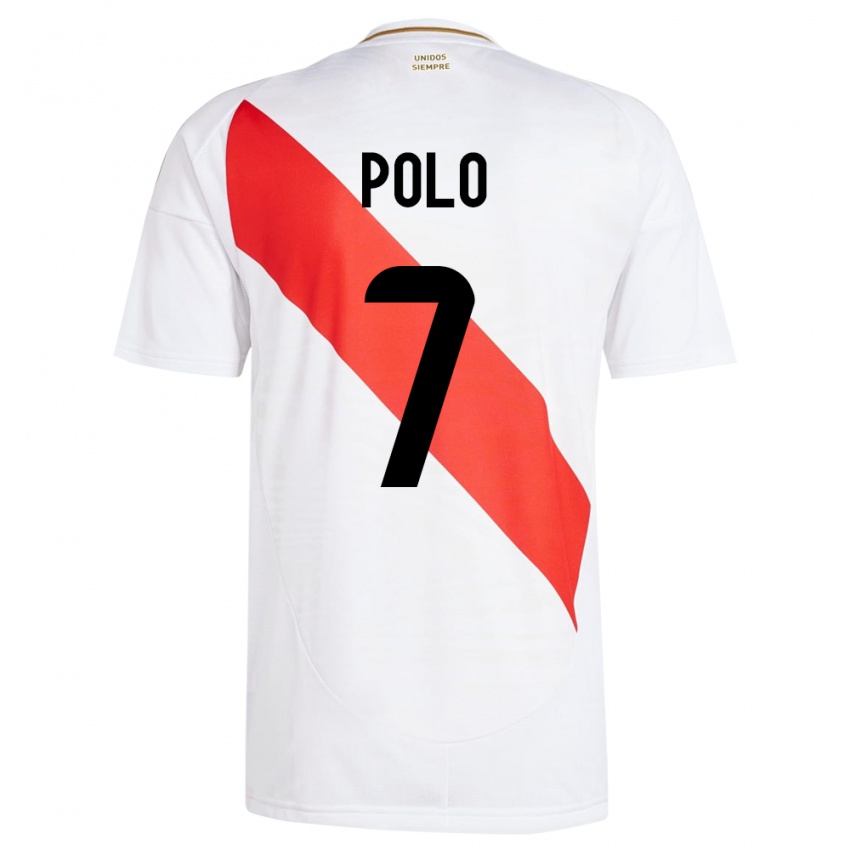 Hombre Camiseta Perú Andy Polo #7 Blanco 1ª Equipación 24-26 La Camisa Perú