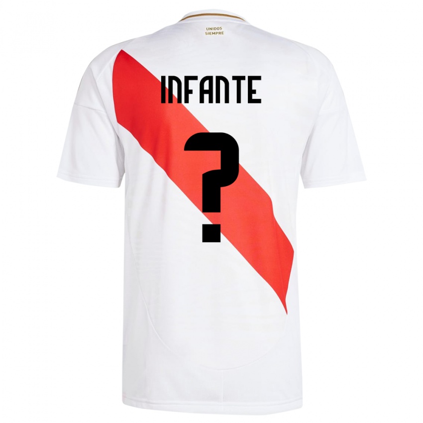 Hombre Camiseta Perú Maycol Infante #0 Blanco 1ª Equipación 24-26 La Camisa Perú