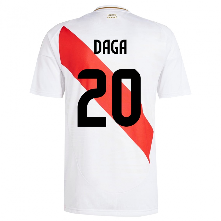 Hombre Camiseta Perú Azucena Daga #20 Blanco 1ª Equipación 24-26 La Camisa Perú