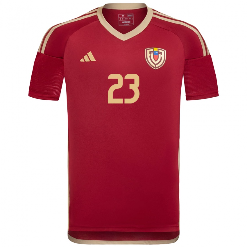 Hombre Camiseta Venezuela Keiber Roa #23 Borgoña 1ª Equipación 24-26 La Camisa Perú