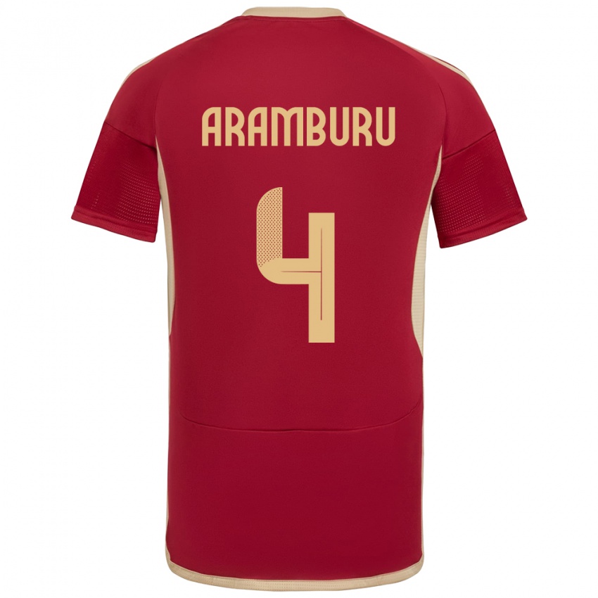 Hombre Camiseta Venezuela Jon Aramburu #4 Borgoña 1ª Equipación 24-26 La Camisa Perú