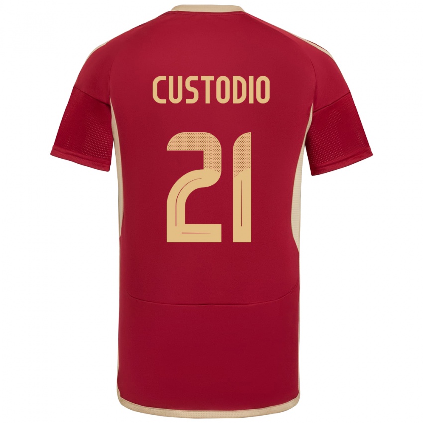 Hombre Camiseta Venezuela Alex Custodio #21 Borgoña 1ª Equipación 24-26 La Camisa Perú