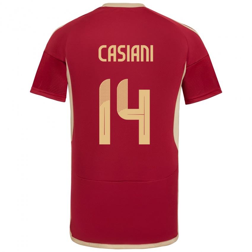 Hombre Camiseta Venezuela Luis Casiani #14 Borgoña 1ª Equipación 24-26 La Camisa Perú