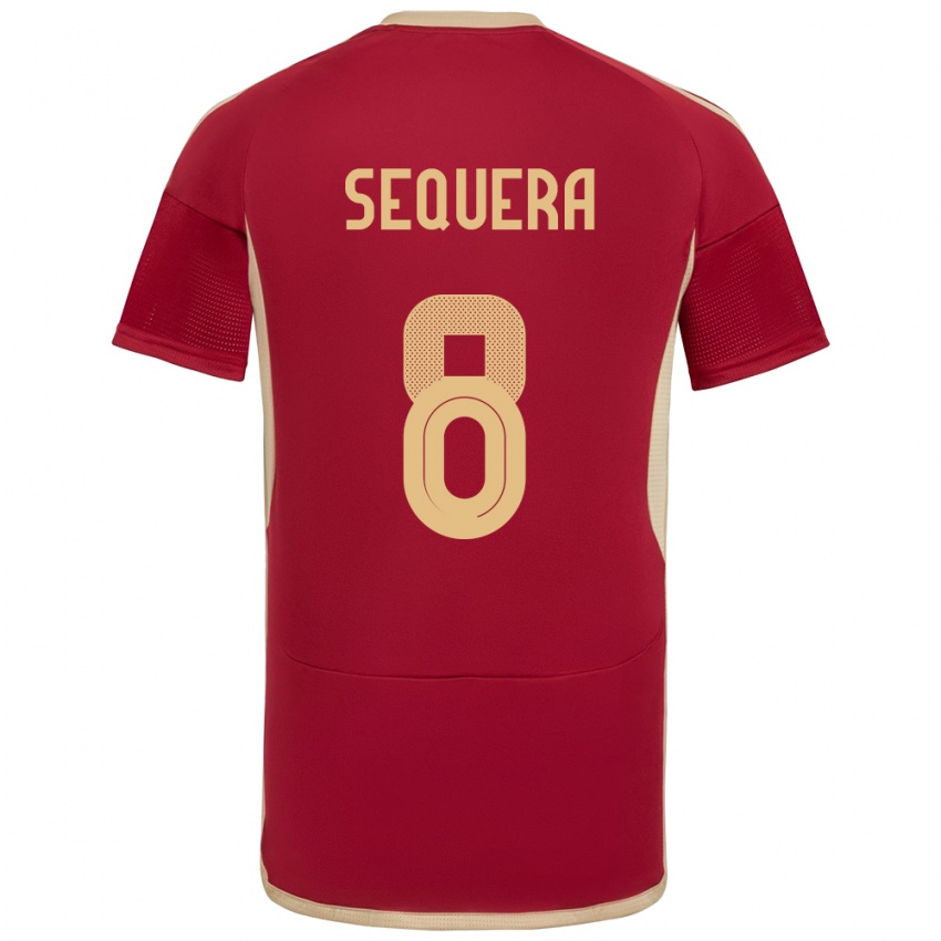 Hombre Camiseta Venezuela Giovanny Sequera #8 Borgoña 1ª Equipación 24-26 La Camisa Perú