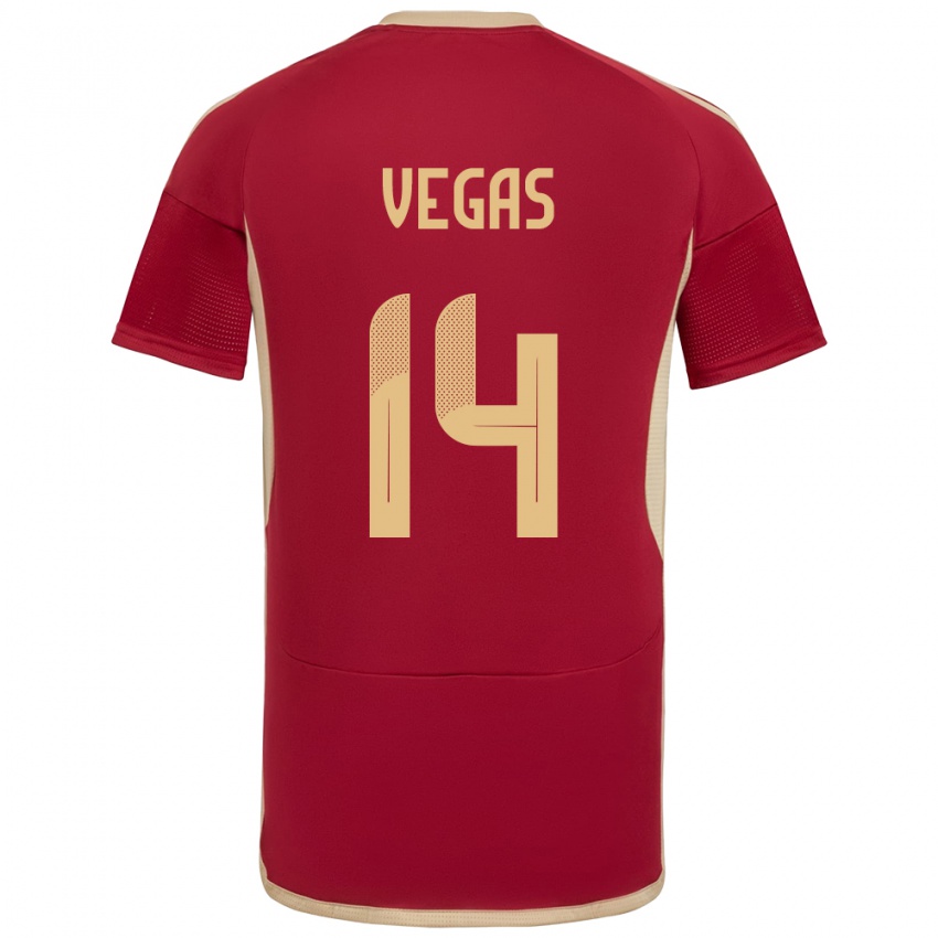 Hombre Camiseta Venezuela Miguel Vegas #14 Borgoña 1ª Equipación 24-26 La Camisa Perú