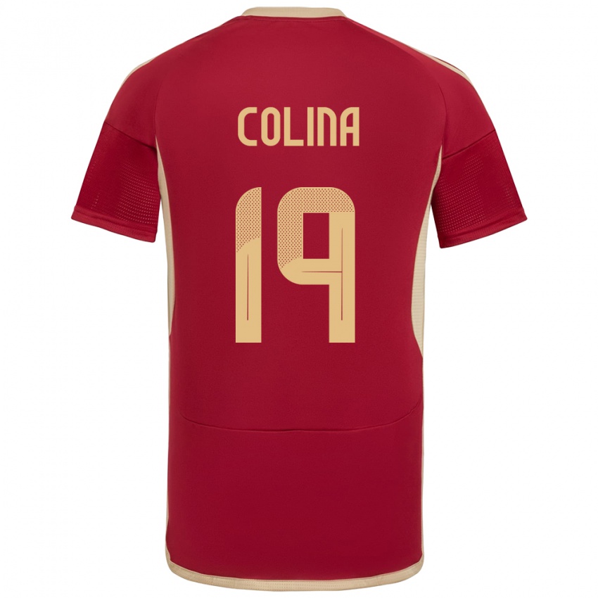 Hombre Camiseta Venezuela Junior Colina #19 Borgoña 1ª Equipación 24-26 La Camisa Perú