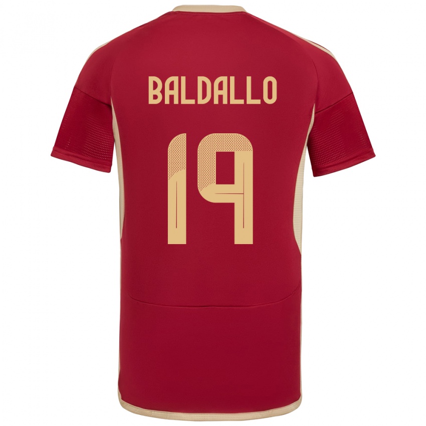 Hombre Camiseta Venezuela Micheel Baldallo #19 Borgoña 1ª Equipación 24-26 La Camisa Perú