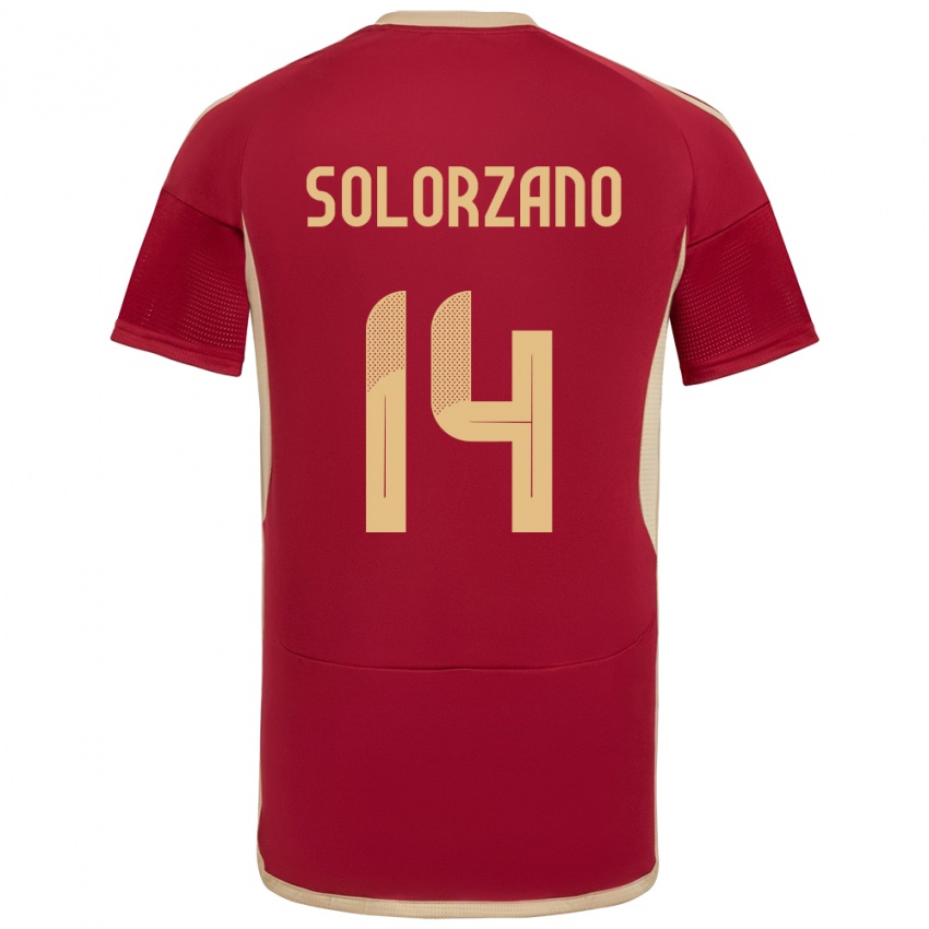 Hombre Camiseta Venezuela Fabiola Solórzano #14 Borgoña 1ª Equipación 24-26 La Camisa Perú