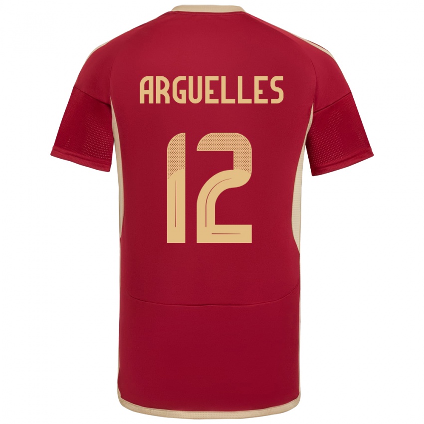 Hombre Camiseta Venezuela Wilmary Argüelles #12 Borgoña 1ª Equipación 24-26 La Camisa Perú