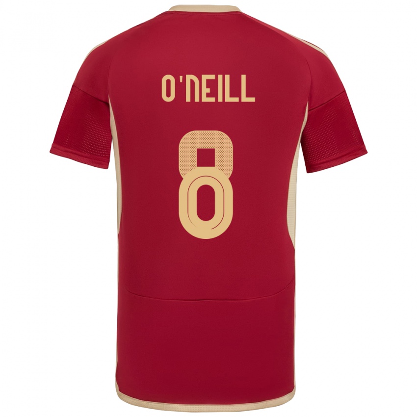 Hombre Camiseta Venezuela Sonia O'neill #8 Borgoña 1ª Equipación 24-26 La Camisa Perú