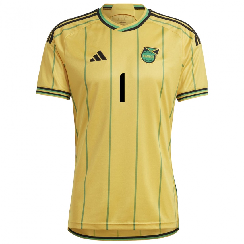 Hombre Camiseta Jamaica Shaquan Davis #1 Amarillo 1ª Equipación 24-26 La Camisa Perú