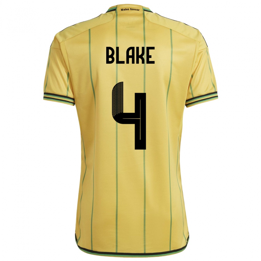 Hombre Camiseta Jamaica Romain Blake #4 Amarillo 1ª Equipación 24-26 La Camisa Perú