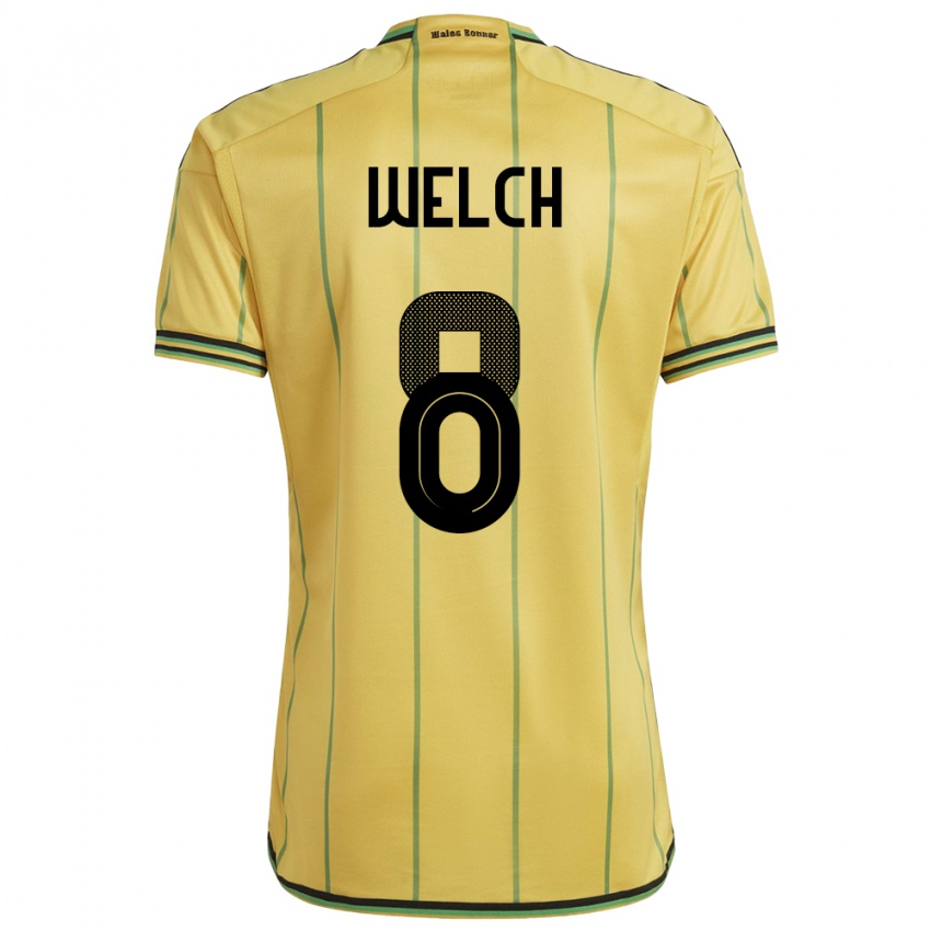 Hombre Camiseta Jamaica Makai Welch #8 Amarillo 1ª Equipación 24-26 La Camisa Perú