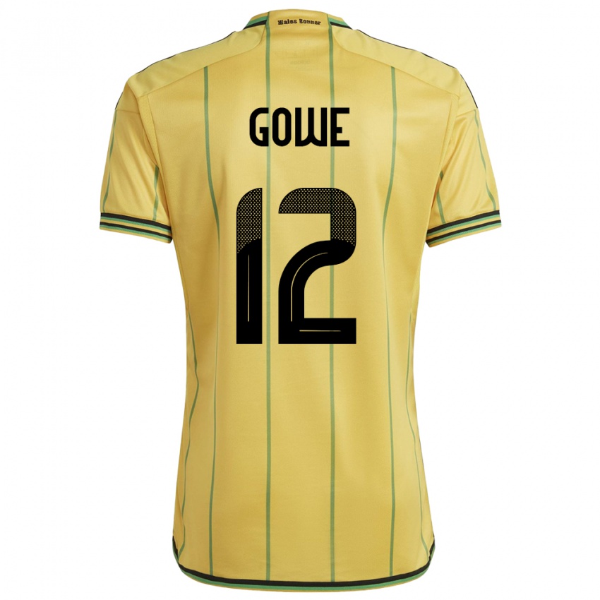 Hombre Camiseta Jamaica Tyrese Gowe #12 Amarillo 1ª Equipación 24-26 La Camisa Perú