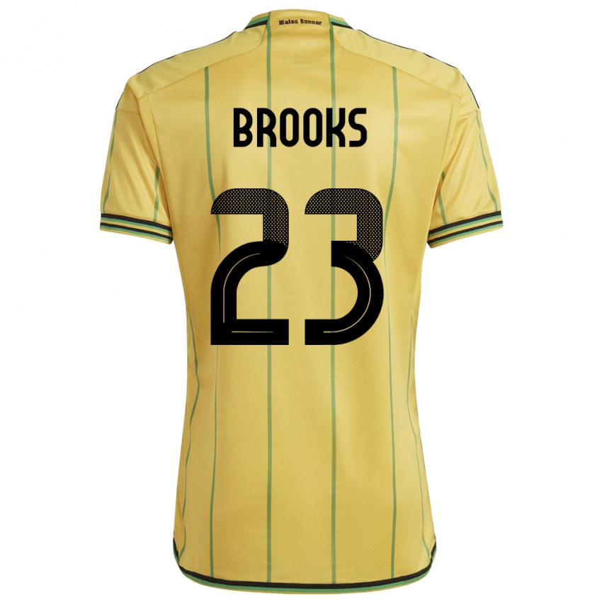 Hombre Camiseta Jamaica Liya Brooks #23 Amarillo 1ª Equipación 24-26 La Camisa Perú