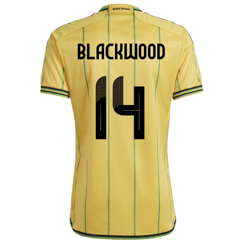 Hombre Camiseta Jamaica Deneisha Blackwood #14 Amarillo 1ª Equipación 24-26 La Camisa Perú