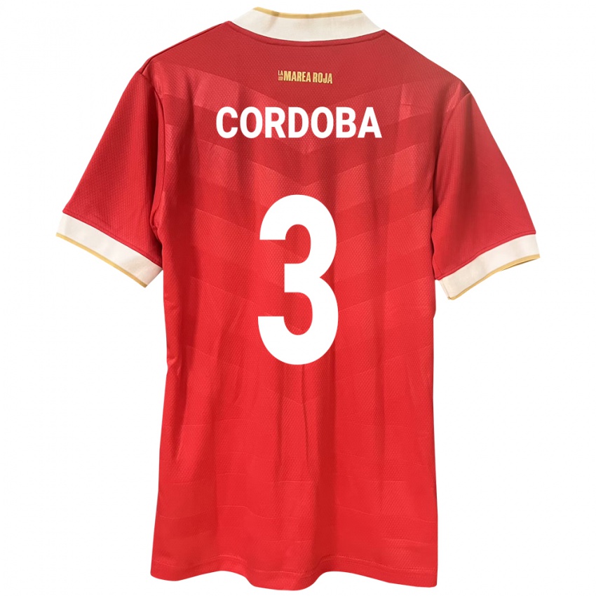 Hombre Camiseta Panamá José Córdoba #3 Rojo 1ª Equipación 24-26 La Camisa Perú