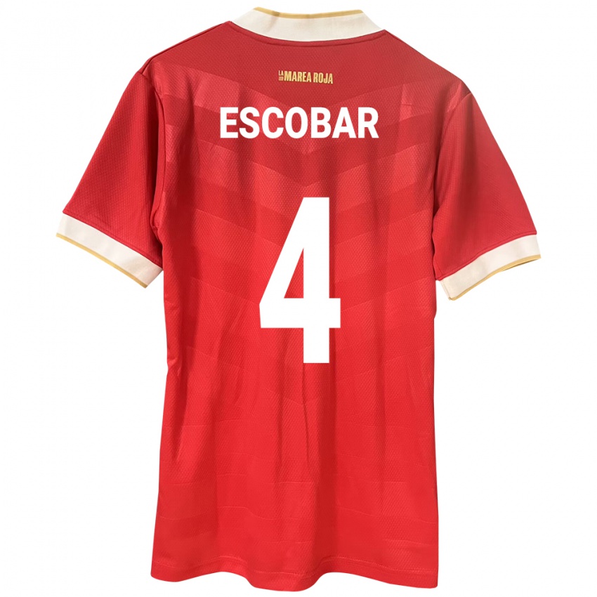 Hombre Camiseta Panamá Fidel Escobar #4 Rojo 1ª Equipación 24-26 La Camisa Perú