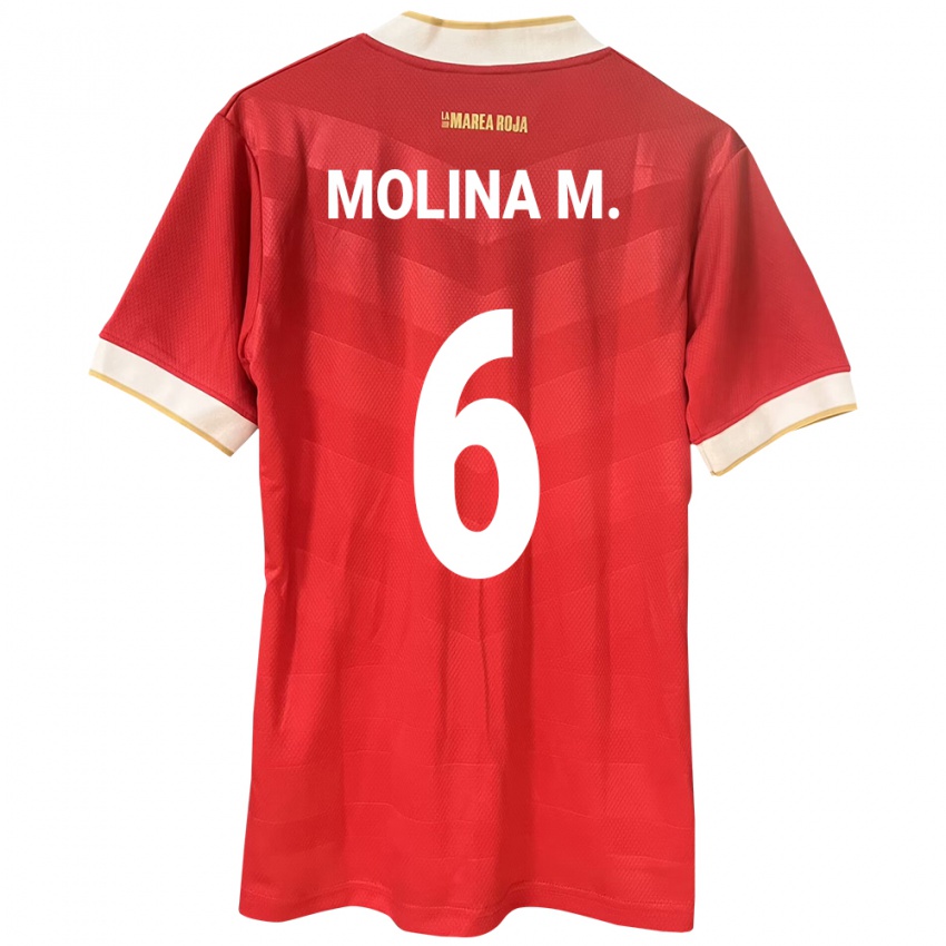 Hombre Camiseta Panamá Mariana Molina #6 Rojo 1ª Equipación 24-26 La Camisa Perú