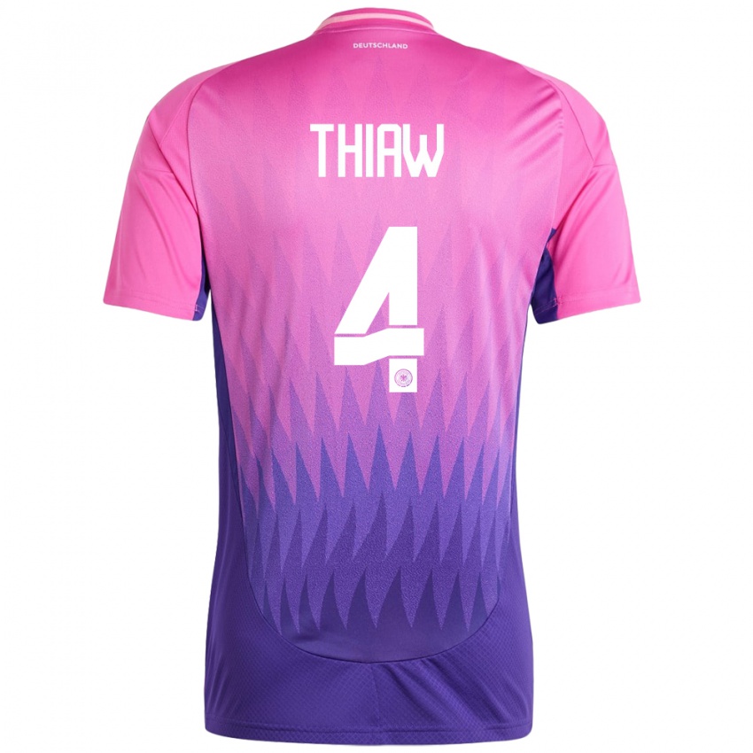 Hombre Camiseta Alemania Malick Thiaw #4 Rosado Morado 2ª Equipación 24-26 La Camisa Perú