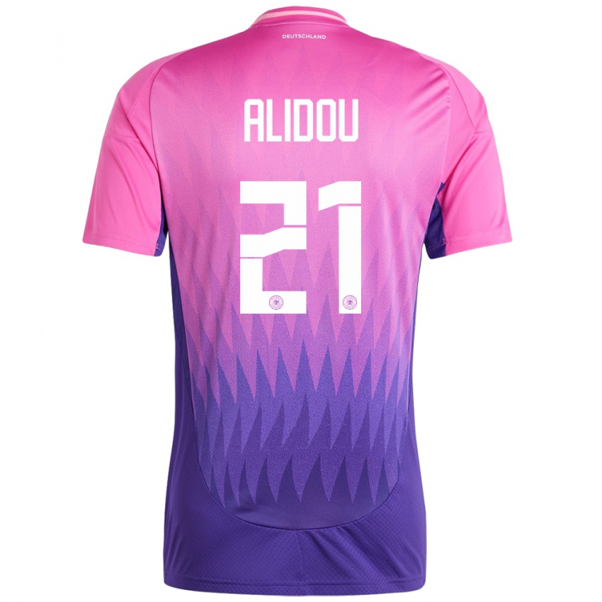 Hombre Camiseta Alemania Faride Alidou #21 Rosado Morado 2ª Equipación 24-26 La Camisa Perú